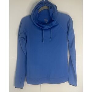Nike PRO Hooded Sweatshirt Women's Small Hoodie blue with black trim on the cuff